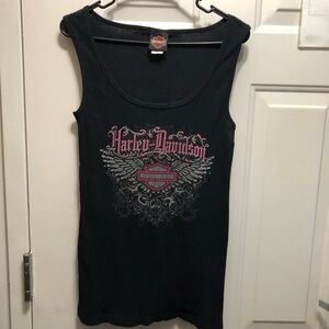 Harley-Davidson Black Pink Fitted Graphic Tank Top